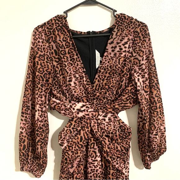 NWT Anthro Ranna Gill Printed Cut-Out Midi Dress animal print women’s size small - Picture 5 of 8